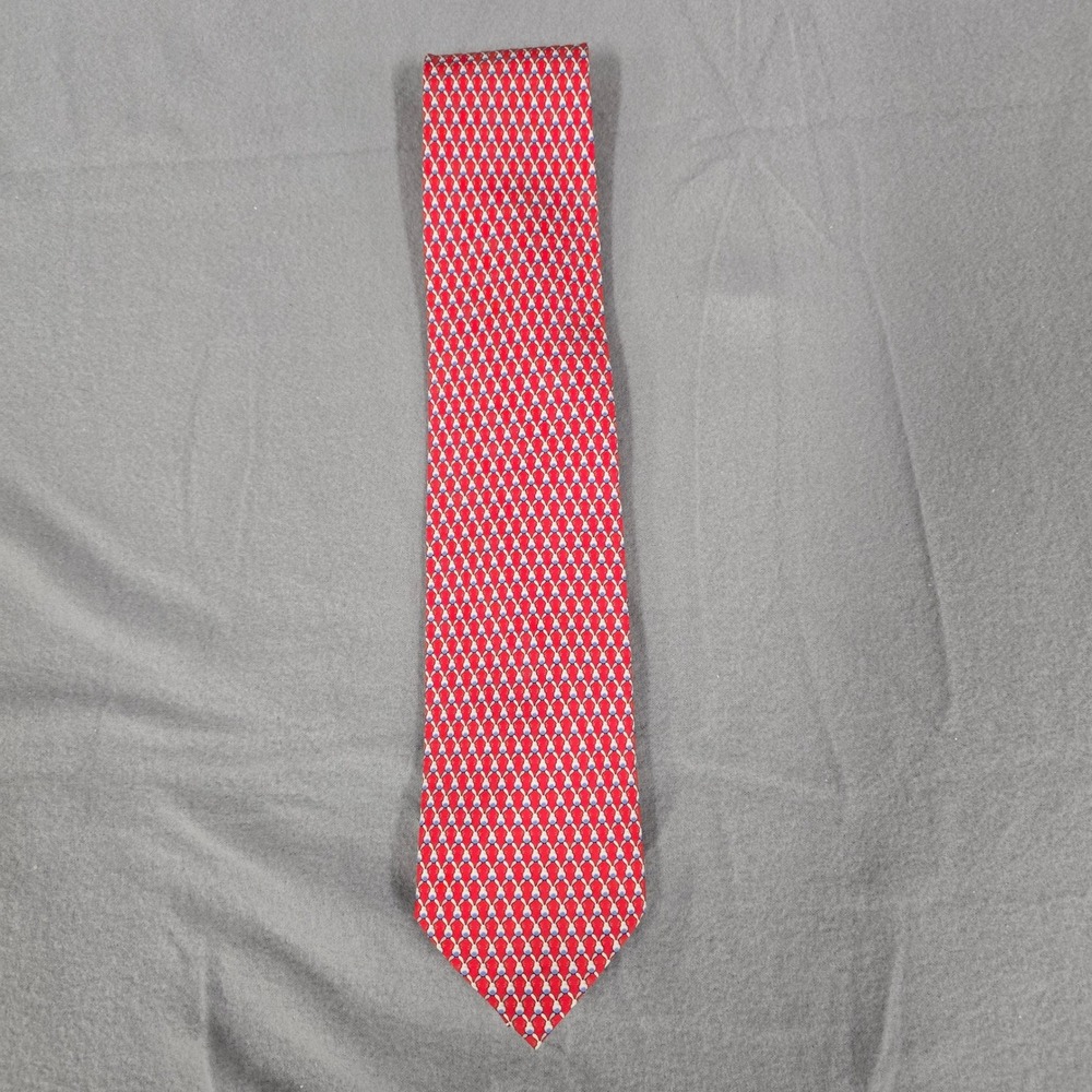 Jos. A. Bank Executive Collection‎ Mens Red Silk Geometric Pattern Necktie